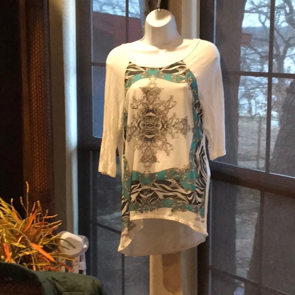 Hi low soft tee with sheer front